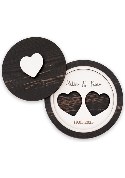 Kişiye Özel Isimli Yuvarlak Yüzük Kutusu Nişan Evlilik Teklifi ve Söz Organizasyon Ahşap Takı Kutusu Hediyelik Isme Özel modelleri