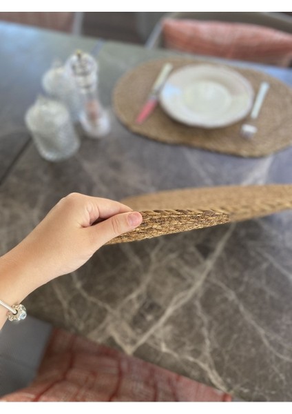 Dörtlü Hasır Bambu Servis Altlığı, Oval, 30X45CM, Kahverengi indirimleri