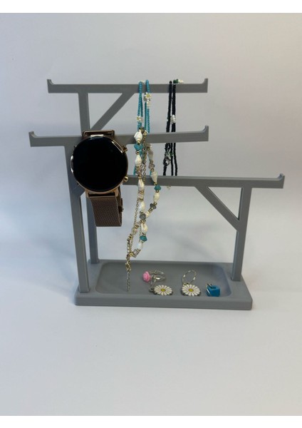Gri Takı Standı, Şık ve Düzenli Saklama Çözümü