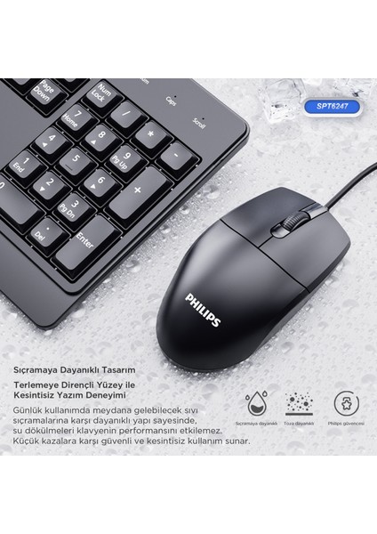 SPT6247 Kablolu Türkçe Q Klavye ve Mouse Seti Siyah indirimleri