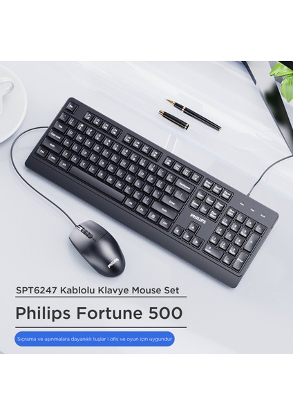 SPT6247 Kablolu Türkçe Q Klavye ve Mouse Seti Siyah