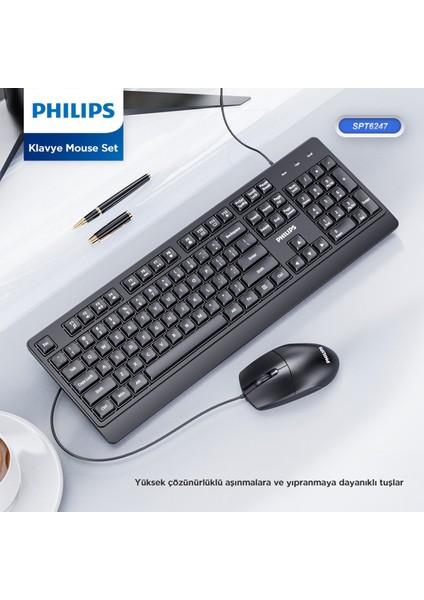 SPT6247 Kablolu Türkçe Q Klavye ve Mouse Seti Siyah