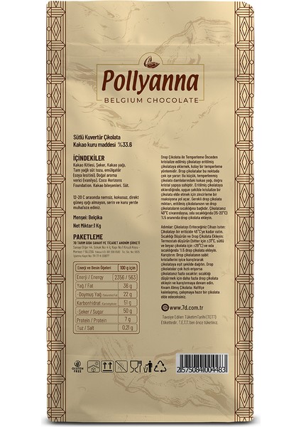 Sütlü Belçika Drop Çikolata (1 Kg) fiyatları
