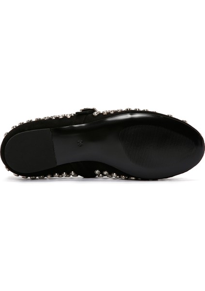 Kadın Siyah Taşlı Deri Babet 25AFD140014 fırsatları