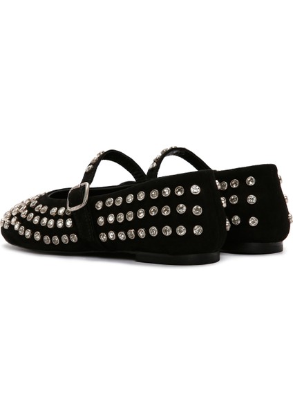 Kadın Siyah Taşlı Deri Babet 25AFD140014 indirimleri