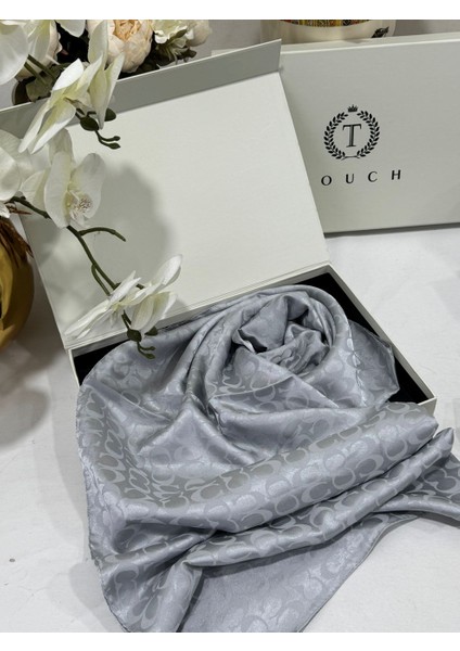 Vavscarfs Coach Ithal Pamuk Jakar Ipek Şal Gri