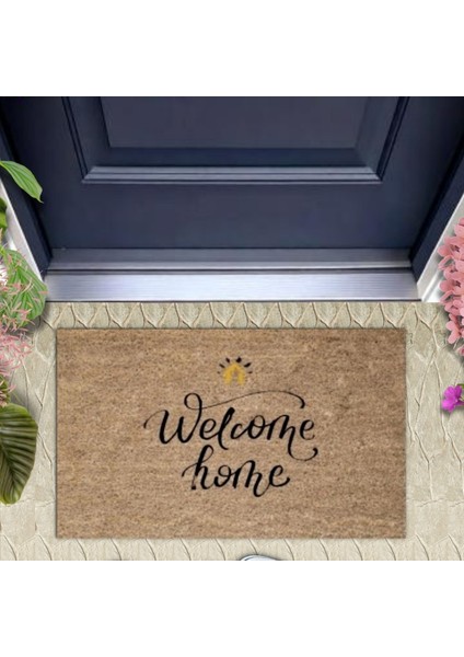 Bej Kapı Önü Paspası Welcome Home Desen K-3294
