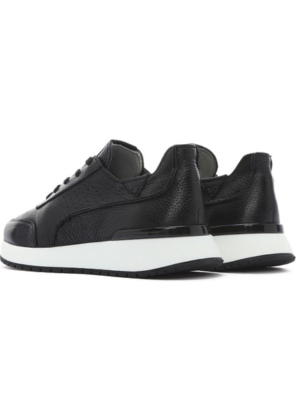 Erkek Siyah Bağcıklı Kalın Tabanlı Deri Casual Sneaker 25SFD6885FT indirimleri