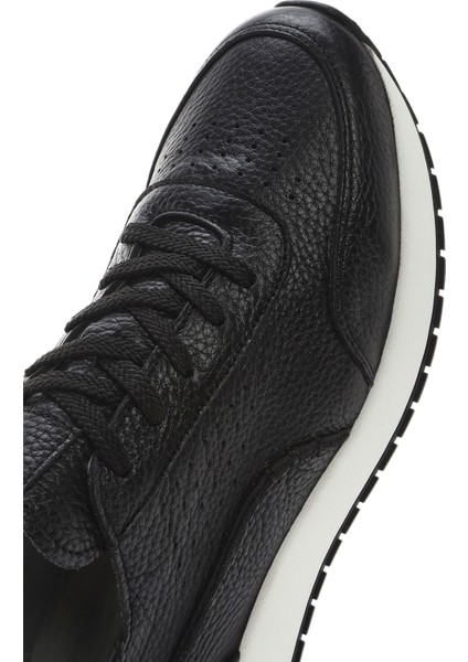Erkek Siyah Bağcıklı Kalın Tabanlı Deri Casual Sneaker 25SFD6885FT