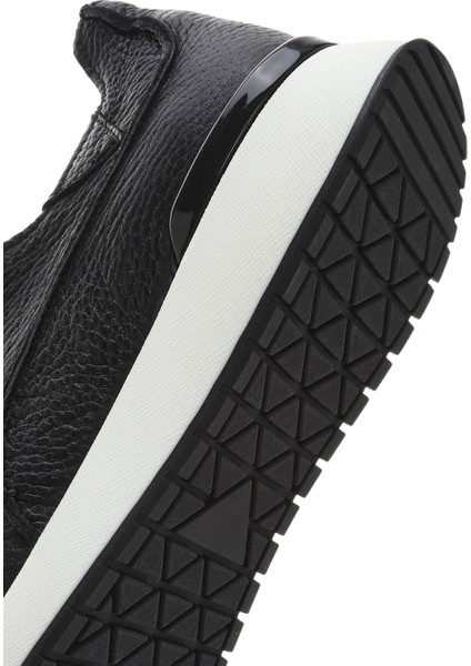 Erkek Siyah Bağcıklı Kalın Tabanlı Deri Casual Sneaker 25SFD6885FT