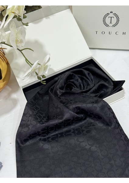 Vavscarfs Coach Ithal Pamuk Jakar Ipek Şal Siyah