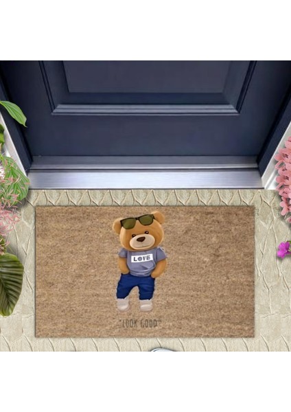 Bej Kapı Önü Paspası Look Good Ayıcık Desen K-3325