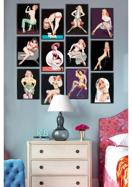 Siyah Parçalı Mdf Tablo, Modern Ev Dekorasyonu, Duvar Sanatı, 12 Parça