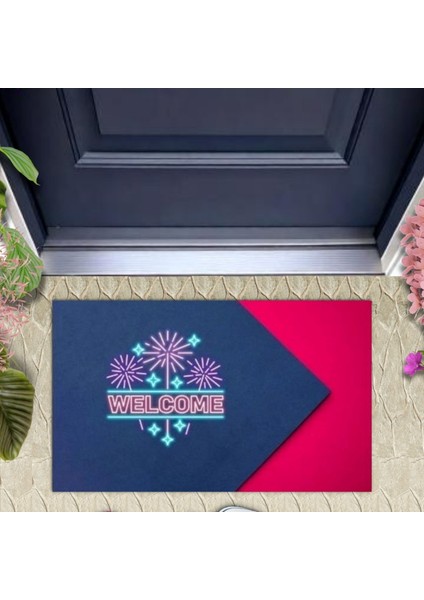 Kapı Önü Paspası Dekoratif Dijital Baskı Welcome P-2341