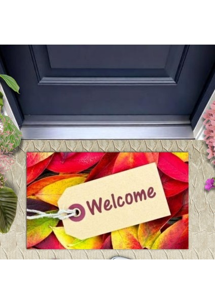 Kapı Önü Paspası Dekoratif Dijital Baskı Welcome P-2340