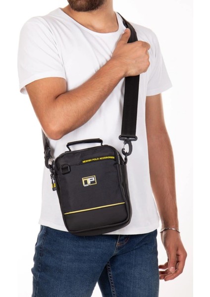 Erkek Quatro Kumaş El ve Omuz Çantası NEWPOLO313 - Siyah - Sarı modelleri