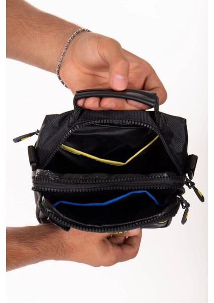 Erkek Quatro Kumaş El ve Omuz Çantası NEWPOLO313 - Siyah - Sarı fırsatları