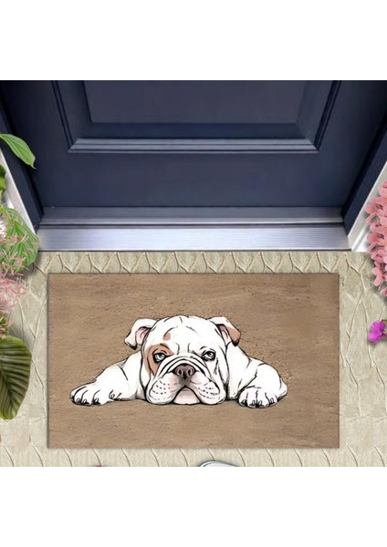 Dekoratif Dijital Baskı Bej Köpek Dış Mekan Paspas K-3005