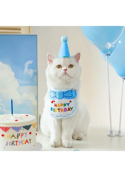 Kedi ve Köpek Için Şapka ve Önlüklü Doğum Günü Kutlama Kostümü