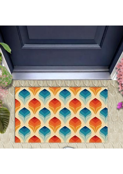 Turuncu Kapı Önü Paspası Lale Motif Desen K-3255