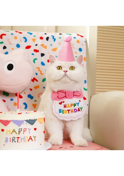 Kedi ve Köpek Için Şapka ve Önlüklü Doğum Günü Kutlama Kostümü
