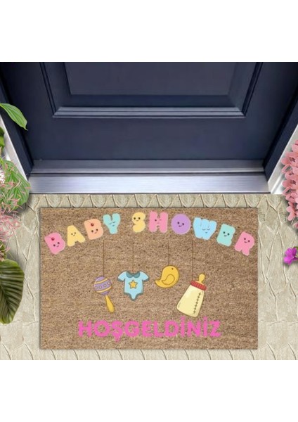 Kapı Önü Paspası Dekoratif Dijital Baskı Baby Shower P-2486