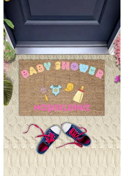 Kapı Önü Paspası Dekoratif Dijital Baskı Baby Shower P-2486 fiyatları