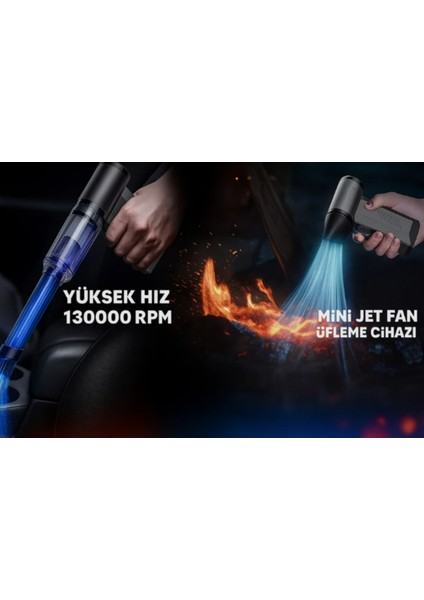 F72 Turbo Şarjlı Kablosuz 40000 Mah Jet Hava Üfleyici Ev ve Araba Mangal Için
