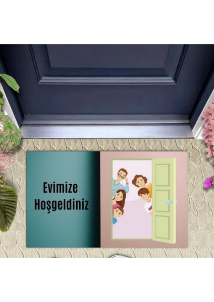 Kapı Önü Paspası Dekoratif Dijital Baskı Evimize Hoşgeldiniz P-2335