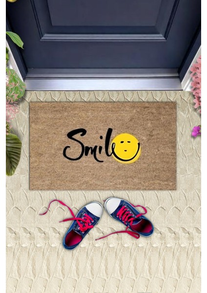 Kahverengi Kapı Önü Paspası Smile Desen K-3269 fiyatları