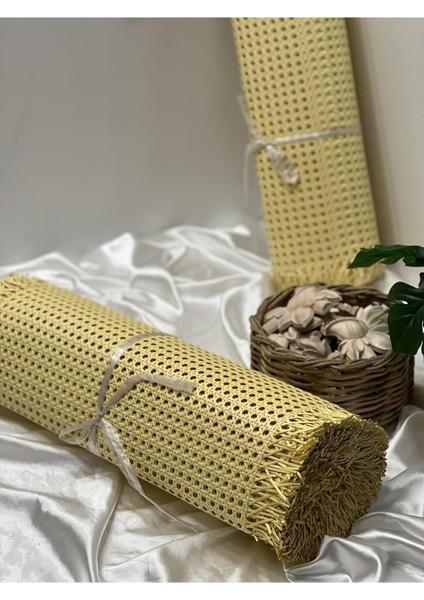 Renkli Pvc Örme Sarı Dekoratif Hasır 60 Cm, Şık ve Hafif Tarz.