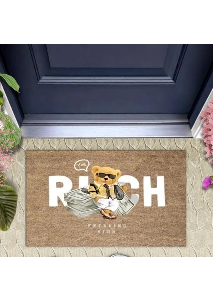 Bej Kapı Önü Paspası Rich Ayıcık Desen K-3348