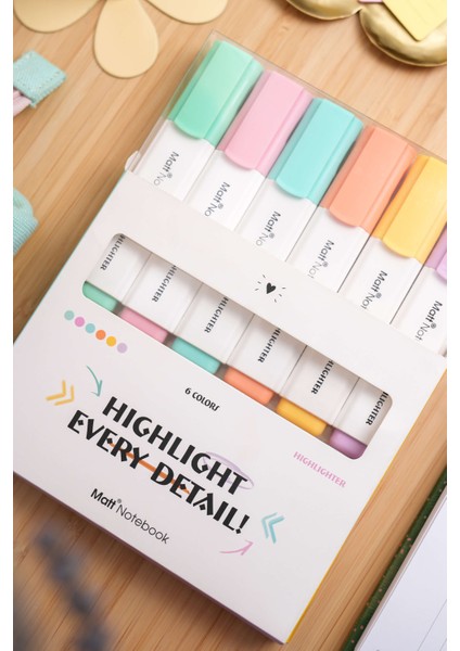6'lı Highlighter Pastel Renk Fosforlu Kalem Seti indirimleri