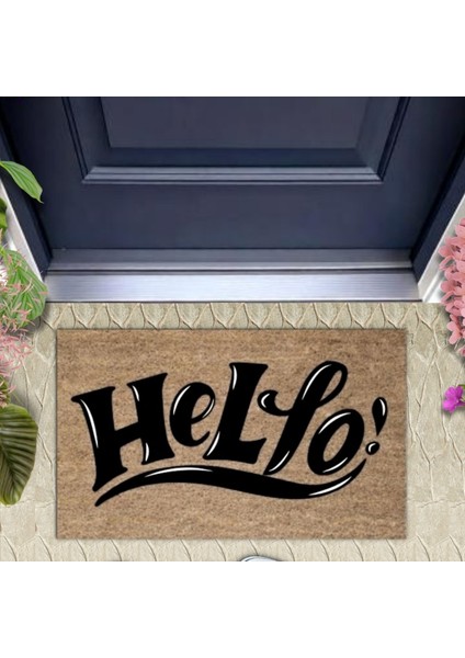 Siyah Kapı Önü Paspası Hello Desen K-3276
