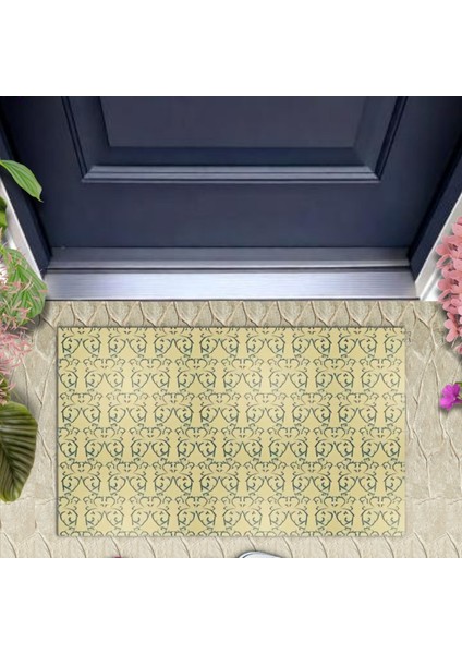 Dekoratif Dijital Baskı Bej Motif Dış Mekan Paspas K-2083
