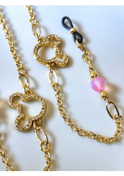 Gözlük Zinciri Altın Kaplama Zincirli Ayıcık Figürlü