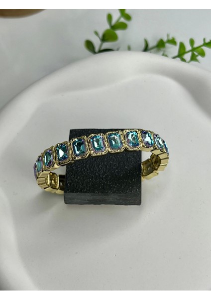 Lastikli Kristal Taşlı Bileklik (Turkuaz) fiyatları