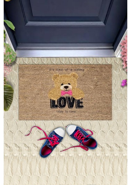 Bej Kapı Önü Paspası Love To Love Ayıcık Desen K-3335 fiyatları