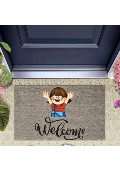 Kapı Önü Paspası Dekoratif Dijital Baskı Welcome P-2355