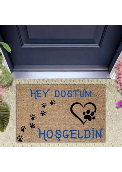 Kapı Önü Paspası Dekoratif Dijital Baskı Hey Dostum P-2473