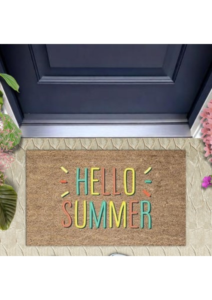 Sarı Kapı Önü Paspası Hello Summer Desen K-3279