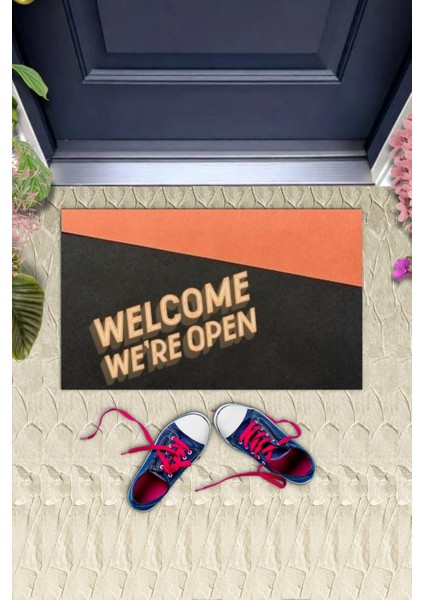 Kapı Önü Paspası Dekoratif Dijital Baskı Welcome We're Open P-2337 fiyatları