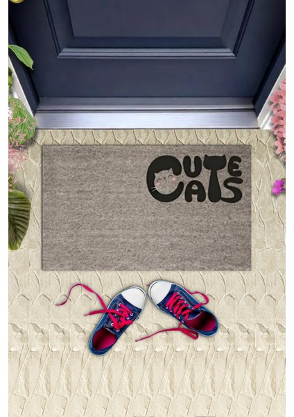 Dijital Baskı Gri Kedili Cute Cats Dekoratif Kapı Paspası K-2063 fiyatları