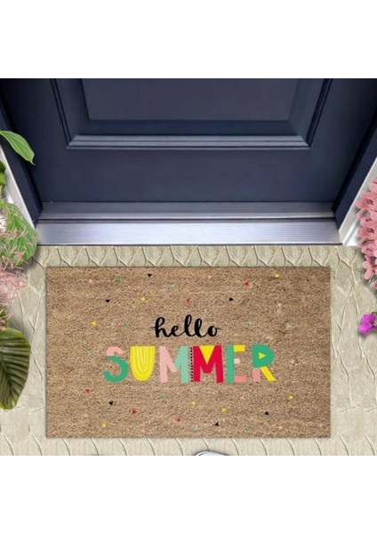 Renkli Kapı Önü Paspası Hello Summer Desen K-3273