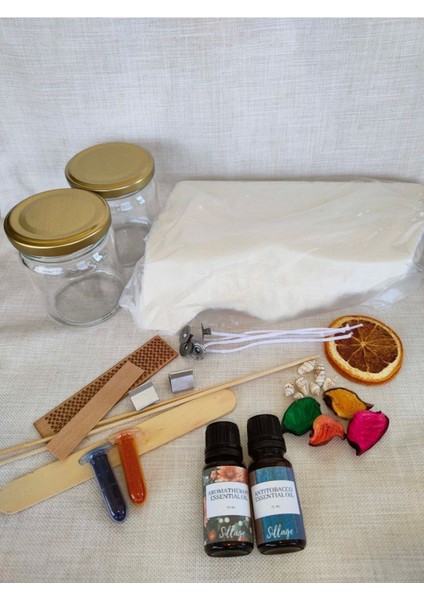 Doğal Soya Wax Vegan Aromaterapi Mum Yapım Seti 500GR Malzemeler fiyatları