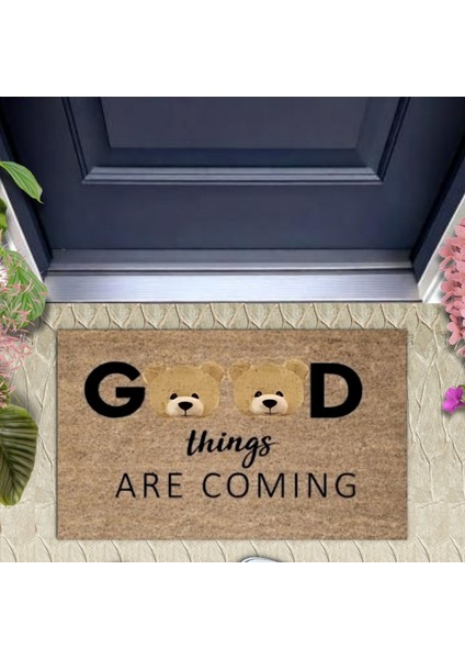 Bej Kapı Önü Paspası Good Things Ayıcık Desen K-3333