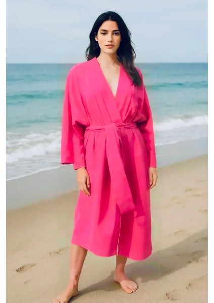Özel Tasarım Pamuk Keten Kadın Kimono