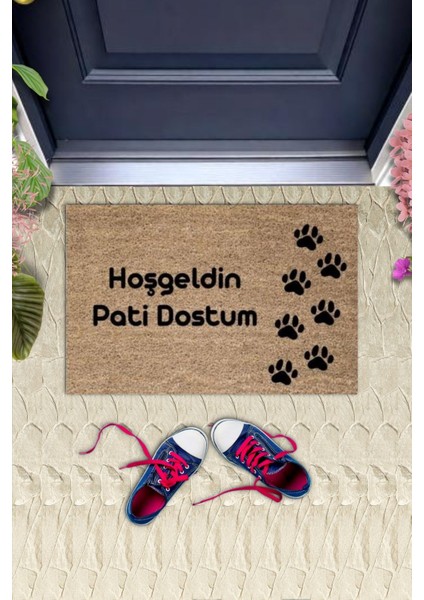 Kapı Önü Paspası Dekoratif Dijital Baskı Hoşgeldin Pati Dostum P-2421 fiyatları