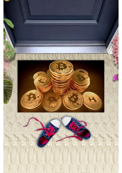 Dijital Baskı Dekoratif Çoklu Bitcoin Gold Kapı Önü Paspası K-1279 fiyatları