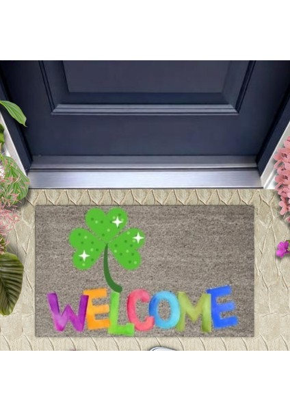 Kapı Önü Paspası Dekoratif Dijital Baskı Welcome P-2357